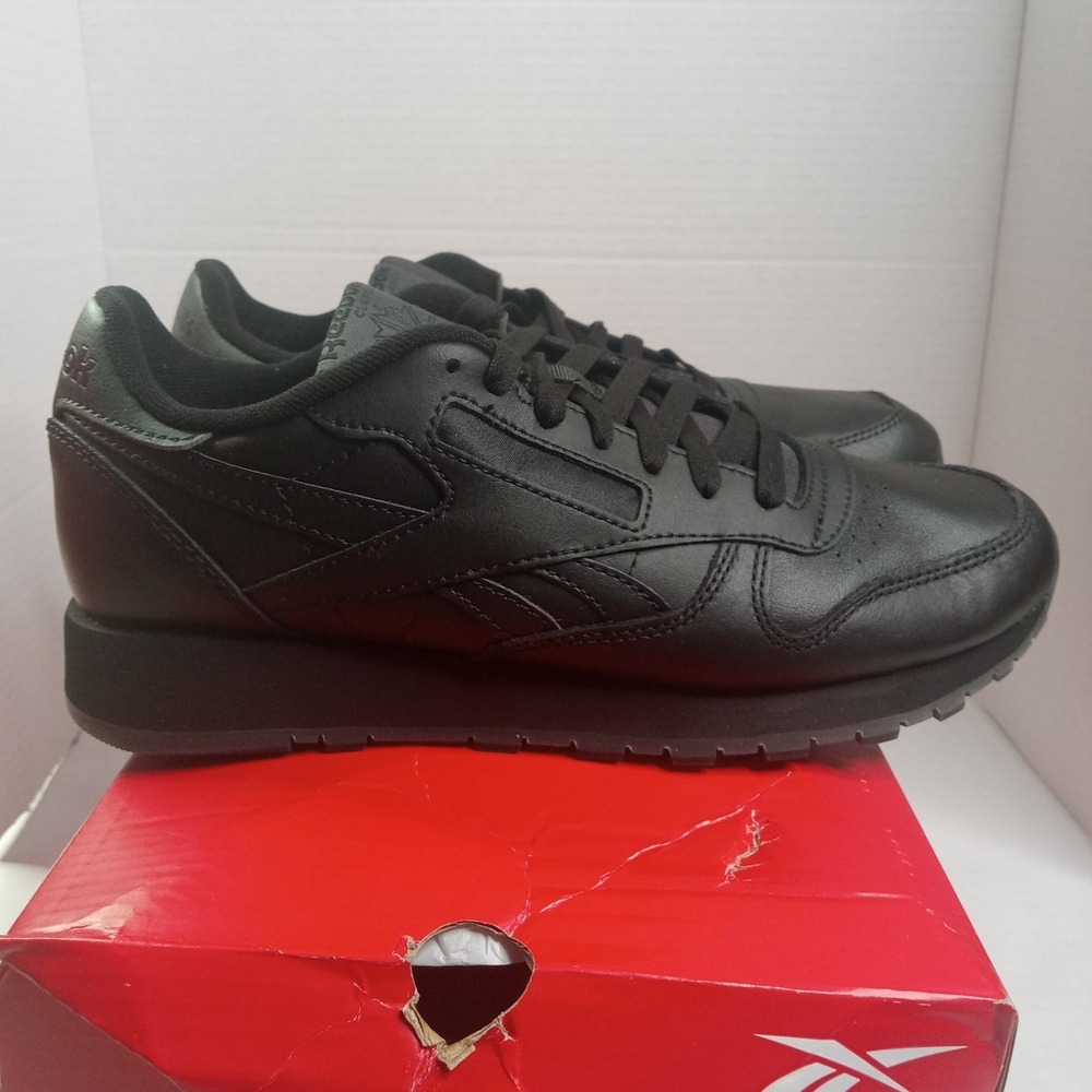 Reebok Classic Leather Unisex Black/Black/Grey Men's Size 8.5/ Women's Size 10